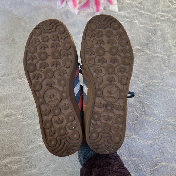 Adidas Gazelle Suede Blue w/Pink & White Stripes Sneakers - Picture 14 of 16